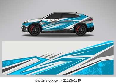 Car Wrap Design Race Livery Vehicle Vector. Graphic Stripe Racing Background Kit Designs For Vehicle, Race Car, Rally