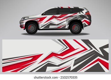 Car wrap design race livery vehicle vector. Graphic stripe racing background kit designs for vehicle, race car, rally