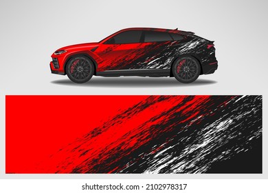 Car wrap design race livery vehicle vector. Graphic stripe racing background kit designs for vehicle, race car, rally