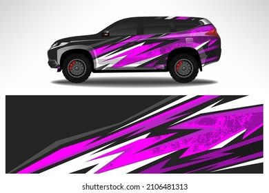 Car wrap design race livery vehicle vector. Graphic stripe racing background kit designs for vehicle, race car, rally