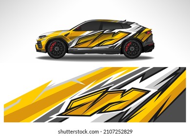 Coche envolvente diseño de la carrera vehículo de lirio. Diseños de juego de fondo para carreras de bandas gráficas para vehículos, autos de carreras, rally