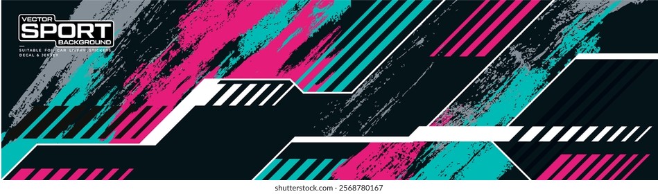 Car wrap design race livery vehicle vector. Graphic stripe racing background kit designs for vehicle, race car, rally, adventure and livery