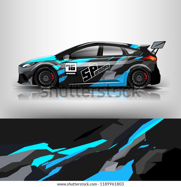 Car wrap design.
Racing car wrap vinyl sticker. Graphic abstract stripe designs for
branding and racing car