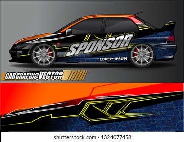 car wrap design. simple lines with abstract background vector concept for vehicle vinyl wrap and automotive decal livery