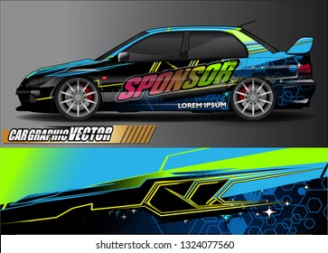car wrap design. simple lines with abstract background vector concept for vehicle vinyl wrap and automotive decal livery