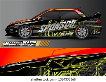 car wrap design. simple lines with abstract background vector concept for vehicle vinyl wrap and automotive decal livery