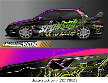 car wrap design. simple lines with abstract background vector concept for vehicle vinyl wrap and automotive decal livery