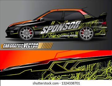 car wrap design. simple lines with abstract background vector concept for vehicle vinyl wrap and automotive decal livery