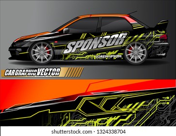 car wrap design. simple lines with abstract background vector concept for vehicle vinyl wrap and automotive decal livery