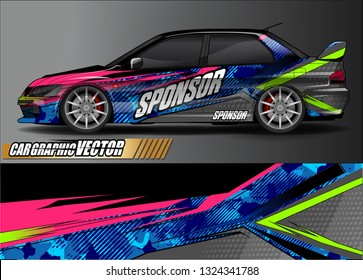 car wrap design. simple lines with abstract background vector concept for vehicle vinyl wrap and automotive decal livery