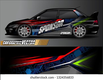 car wrap design. simple lines with abstract background vector concept for vehicle vinyl wrap and automotive decal livery