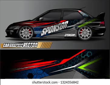 car wrap design. simple lines with abstract background vector concept for vehicle vinyl wrap and automotive decal livery