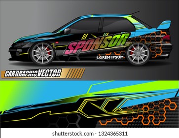 car wrap design. simple lines with abstract background vector concept for vehicle vinyl wrap and automotive decal livery