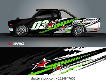 car wrap design. simple lines with abstract background vector concept for vehicle vinyl wrap and automotive decal livery