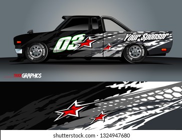 car wrap design. simple lines with abstract background vector concept for vehicle vinyl wrap and automotive decal livery