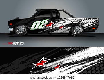 car wrap design. simple lines with abstract background vector concept for vehicle vinyl wrap and automotive decal livery