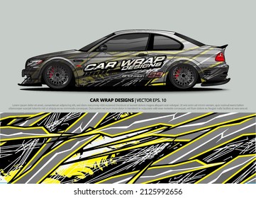 Car Wrap Design. Simple Lines With Abstract Background Vector Concept For Vehicle Vinyl Wrap And Automotive Decal Livery