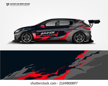 Car Wrap Design. sport hatchback Racing wrap printable design eps vector file.