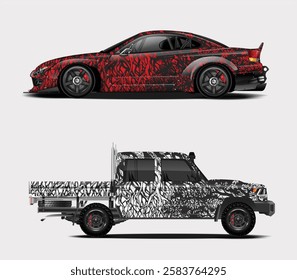 car wrap design with sporty abstract creativity