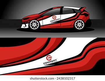 car wrap design sticker, decal with abstract strip for commercial company car wrap. red strip