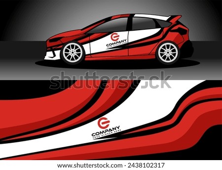 car wrap design sticker, decal with abstract strip for commercial company car wrap. red strip