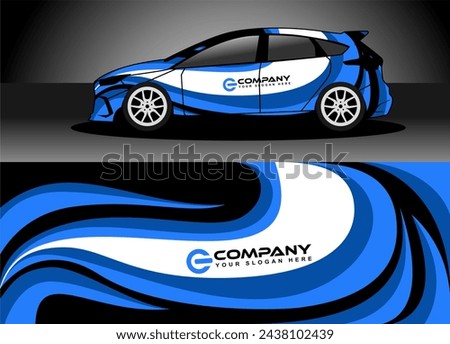 car wrap design sticker, decal with abstract strip for commercial company car wrap. blue strip