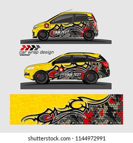 car wrap design vector. Abstract tribal with camouflage for vehicle sticker branding