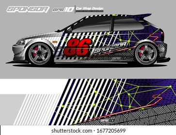 Car Wrap Design Vector. Abstract Livery For Vehicle Decals Sticker.