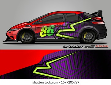 Car Wrap Design Vector. Abstract Livery For Vehicle Decals Sticker.