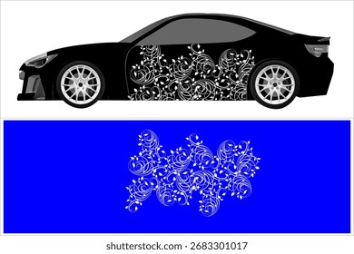 car wrap design vector. Abstract tribal with simple colors and floral patterns