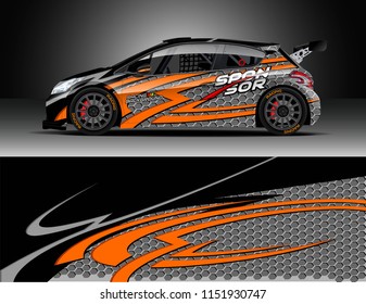 Car wrap design vector. Graphic abstract stripe racing background designs for vehicle, race, rally, adventure and car racing livery.
