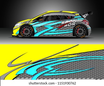 Car wrap design vector. Graphic abstract stripe racing background designs for vehicle, race, rally, adventure and car racing livery.