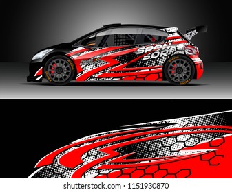 Car wrap design vector. Graphic abstract stripe racing background designs for vehicle, race, rally, adventure and car racing livery.