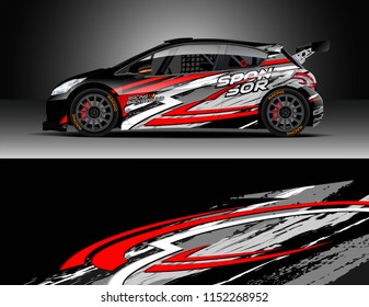 Car wrap design vector. Graphic abstract stripe racing background designs for vehicle, race, rally, adventure and car racing livery.