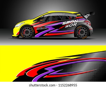 Car wrap design vector. Graphic abstract stripe racing background designs for vehicle, race, rally, adventure and car racing livery.