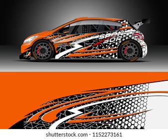 Car wrap design vector. Graphic abstract stripe racing background designs for vehicle, race, rally, adventure and car racing livery.
