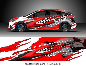 Car wrap design vector. Graphic abstract stripe racing background kit designs for wrap vehicle, race car, nascar car, rally, adventure and livery
