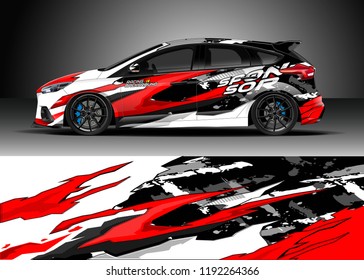 Car wrap design vector. Graphic abstract stripe racing background kit designs for wrap vehicle, race car, nascar car, rally, adventure and livery