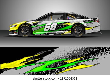 Car wrap design vector. Graphic abstract stripe racing background kit designs for wrap vehicle, race car, nascar car, rally, adventure and livery