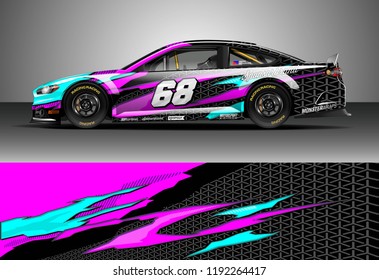 Car wrap design vector. Graphic abstract stripe racing background kit designs for wrap vehicle, race car, nascar car, rally, adventure and livery