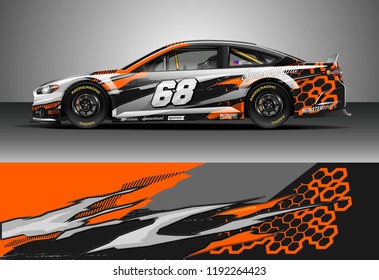Car wrap design vector. Graphic abstract stripe racing background kit designs for wrap vehicle, race car, nascar car, rally, adventure and livery