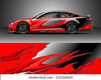 Car wrap design vector. Graphic abstract stripe racing background kit designs for wrap vehicle, race car, nascar car, rally, adventure and livery