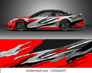 Car wrap design vector. Graphic abstract stripe racing background kit designs for wrap vehicle, race car, nascar car, rally, adventure and livery