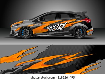 Car wrap design vector. Graphic abstract stripe racing background kit designs for wrap vehicle, race car, nascar car, rally, adventure and livery