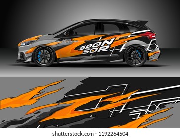 Car wrap design vector. Graphic abstract stripe racing background kit designs for wrap vehicle, race car, nascar car, rally, adventure and livery