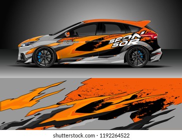 Car wrap design vector. Graphic abstract stripe racing background kit designs for wrap vehicle, race car, nascar car, rally, adventure and livery