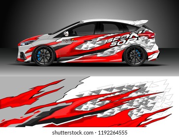 Car wrap design vector. Graphic abstract stripe racing background kit designs for wrap vehicle, race car, nascar car, rally, adventure and livery