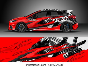 Car wrap design vector. Graphic abstract stripe racing background kit designs for wrap vehicle, race car, nascar car, rally, adventure and livery