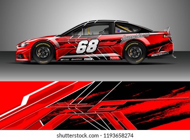 Car wrap design vector. Graphic abstract stripe racing background kit designs for wrap vehicle, race car, nascar car, rally, adventure and livery