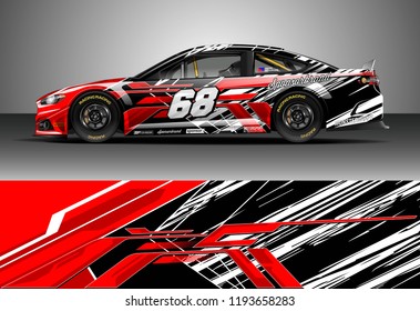 Car wrap design vector. Graphic abstract stripe racing background kit designs for wrap vehicle, race car, nascar car, rally, adventure and livery